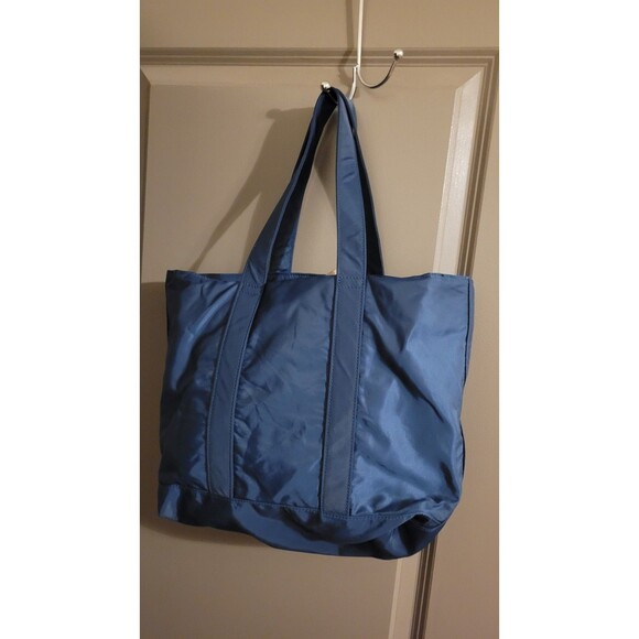 Lauren Ralph Lauren Navy Blue Nylon Tote Bag Red RLL Logo Embroidered Shopper - Picture 3 of 12